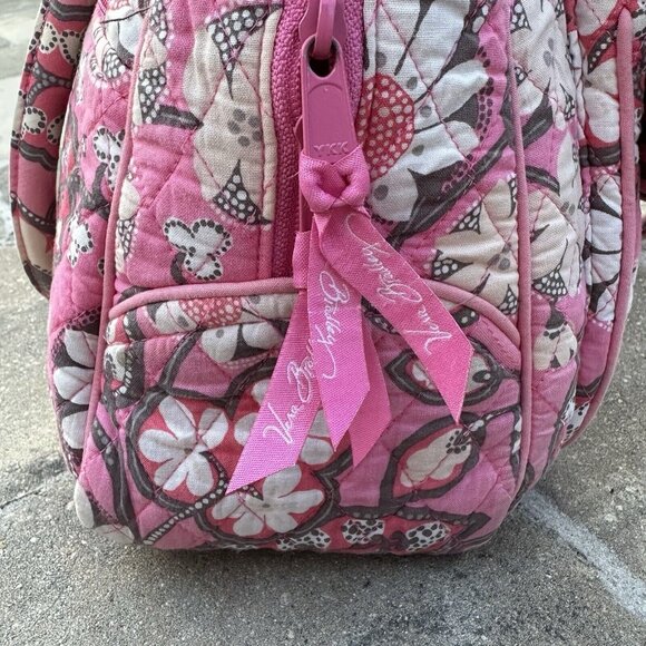 Vera Bradley Tote Shoulder Bag Pink Blush Floral Medium Zipper Closure - Picture 8 of 13